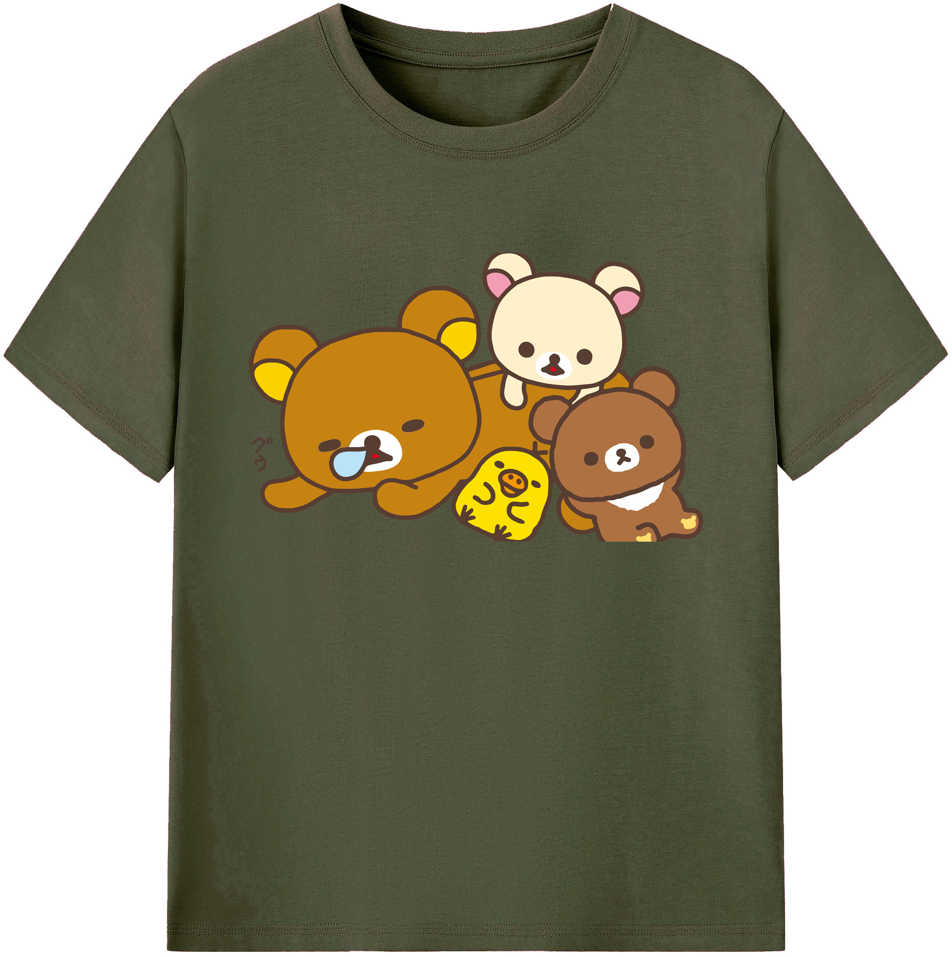 （画像用） リラックマ リラックマ キイロイトリ Rilakkuma Korilakkuma Kiiroitori 綿100％ メンズ半袖Tシャツ｜肌触りやわらか＆通気性